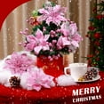 thumbnail image 6 of Ayieyill 56Pcs Poinsettia Christmas Flowers Decorations Christmas flower ornaments Artificial Glitter Berry Stems Christmas Pine Cones Christmas Tree Ornaments Set Christmas Tree Decorations (Pink), 6 of 9
