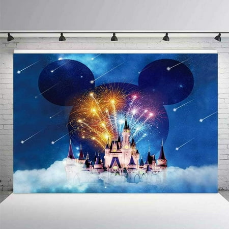 Image of 10X7FT Cartoon Backdrop for Kids Cartoon Birthday Party Decorations Blue Building Castle Photography Background