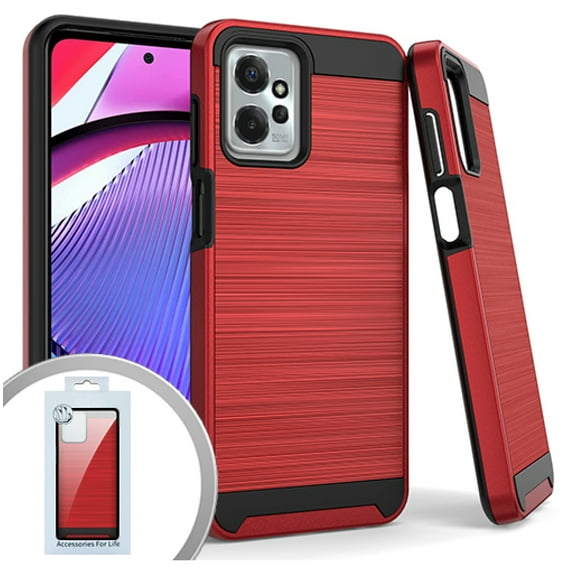 For Motorola Moto G POWER 5G 2023 XT2311DL Metallic Brushed Phone Cover Case - Red