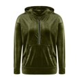 thumbnail image 3 of Women's Velvet Half Zip Up Hoodie Sweatshirt Casual Long Sleeve Pullover Tops with Pockets Green M, 3 of 7