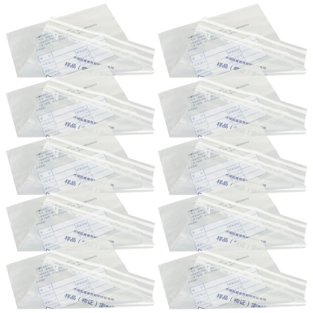 ELAYARD 10Pcs Clear Tamper Evidence Cash Transmittal Bags Plastic with Writable Label Strips for Bank