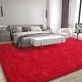 thumbnail image 2 of Janvonne Fluffy Red Area Rug for Bedroom Living Room Soft 6x9 Fuzzy Rugs Non-Shedding Indoor Plush Rug for Nursery Kids Room Dorm Room Home Decor, High Pile Shaggy Floor Carpets, 2 of 8