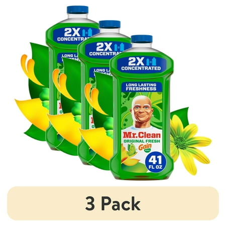 (3 pack) Mr. Clean 2X Concentrated Floor Cleaner, All Purpose Cleaner, Mop Soap, Gain Original, 41 fl oz