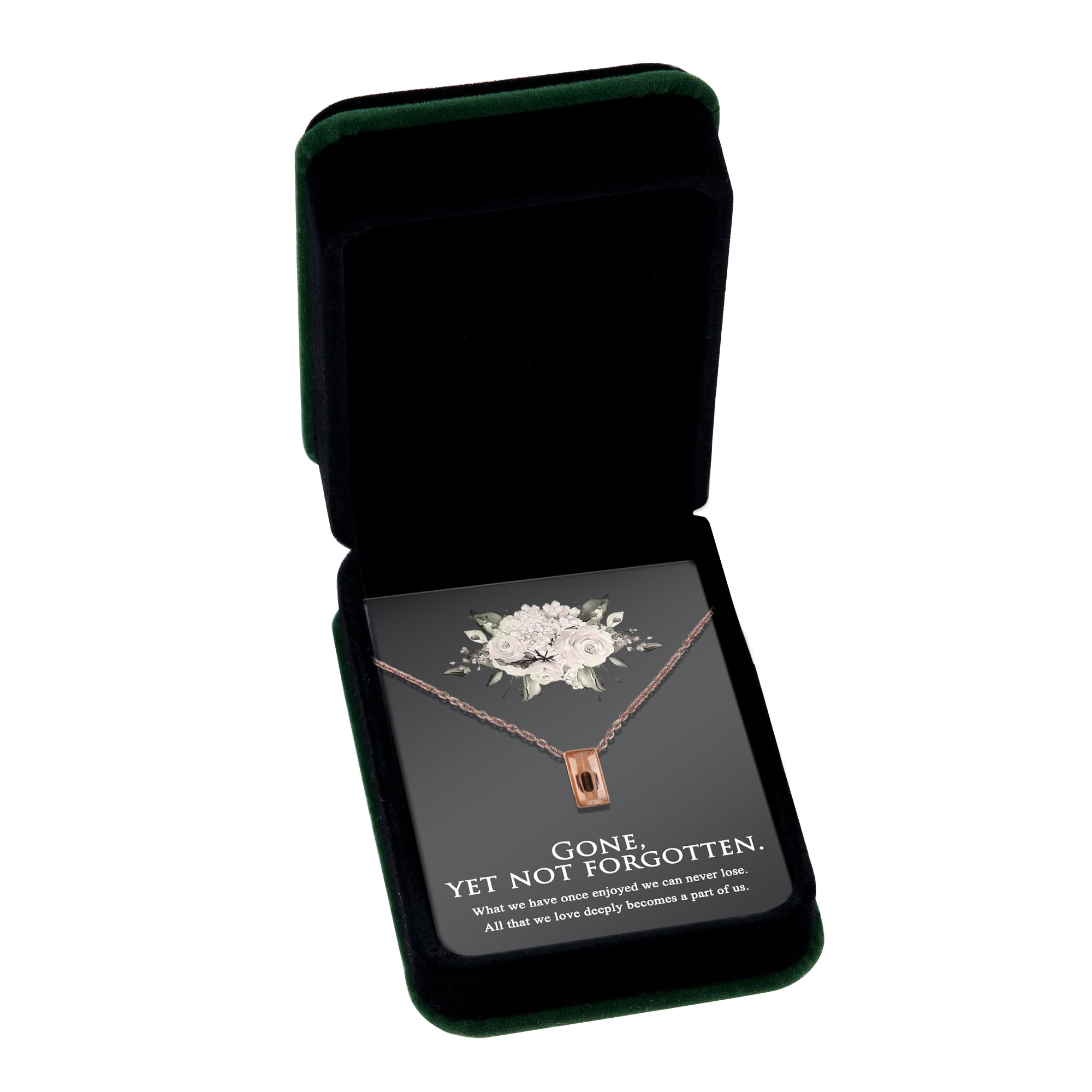 Anavia Mini Cube Cremation Jewelry Stainless Steel Keepsake Memorial Urn Necklace for Human with"Gone, yet not forgotten" Comfort Card-[Rose Gold]