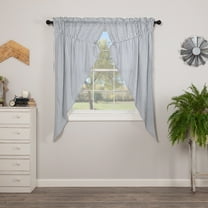 VHC Brands Sawyer Mill Blue Window Prairie Panel Set Adjustable Farmhouse Country Drapes Striped Pattern 63x36 Curtain, 63x36x18