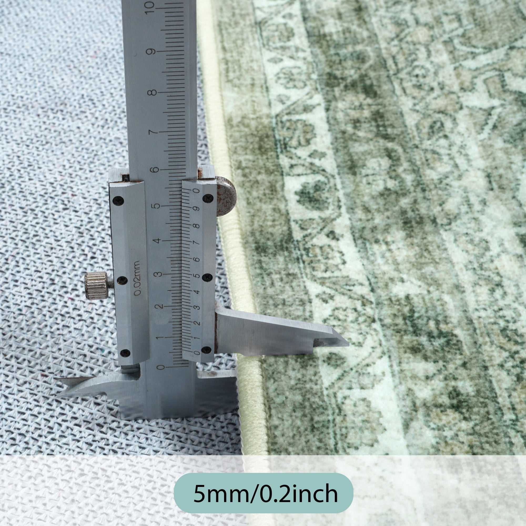 Lahome Washable Area Rug 5x7, Large Green Rugs for Living Room Vintage Soft Rugs for Bedroom, Non Slip Ultra-Thin Stain Resistant Dining Room Floor Carpet for Entryway Kitchen Office