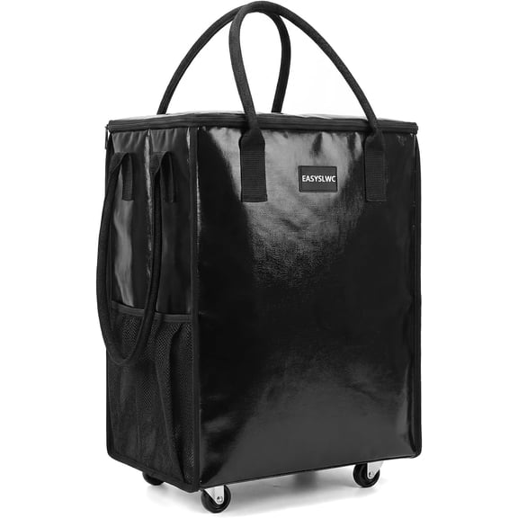 Reusable Hauler Rolling Tote Bag, Collapsible Portable Shopping Cart with Wheels for Groceries, Apartments Laundry, Organization, Heavy Duty Utility Tote, Basket with Wheels, Travel and Moving, 75lbs