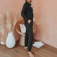 thumbnail image 6 of Fiaer,Lounge Pajamas Sets for Women,Women's Long Sleeve Plus Size Lace up Pants Sleepwear 2 Pieces,Womens Loose Fit Casual Trendy Pjs Black XXL, 6 of 8