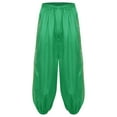 thumbnail image 4 of YONGHS Men's Arabian Prince Satin Pants Elastic Waistband Loose Bloomers Trousers Costumes Green M, 4 of 7