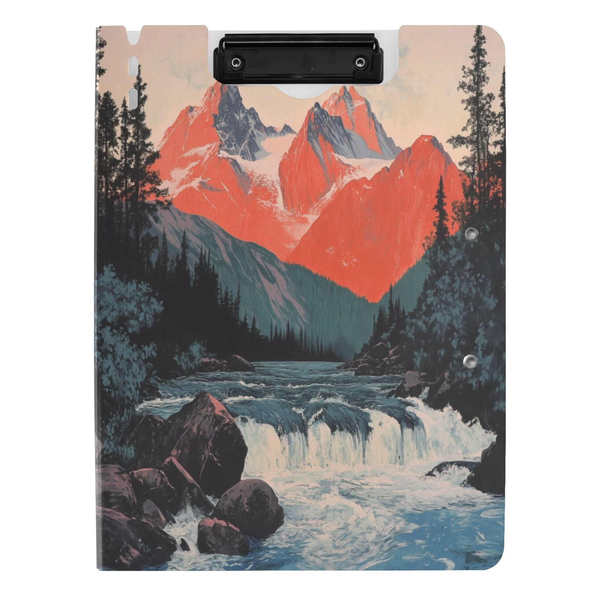 FORMRS A4 Clipboard Folder with Pen Holder Horizontal Foldable School Office Binder, Mountains at Dawn