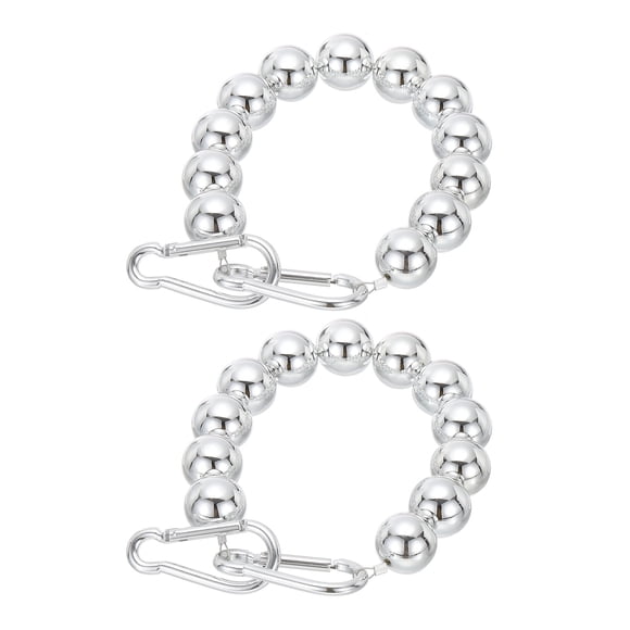 Uxcell Flagpole Retainer Ring, 12 Beaded Mount Ring Keep Flag Close to Pole with Stainless Steel Cable, Silver 2 Pcs