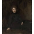thumbnail image 2 of Jan Ciągliński 20x22 Black Ornate Framed Double Matted Museum Art Print Titled: Portrait of Wanda Szwengruben Nee Ciąglińska, Artist's Sister (1904), 2 of 5