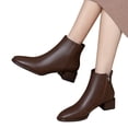 thumbnail image 3 of Siilsaa Women's Ankle Boots Block Heel Booties Brown,6.5, 3 of 5