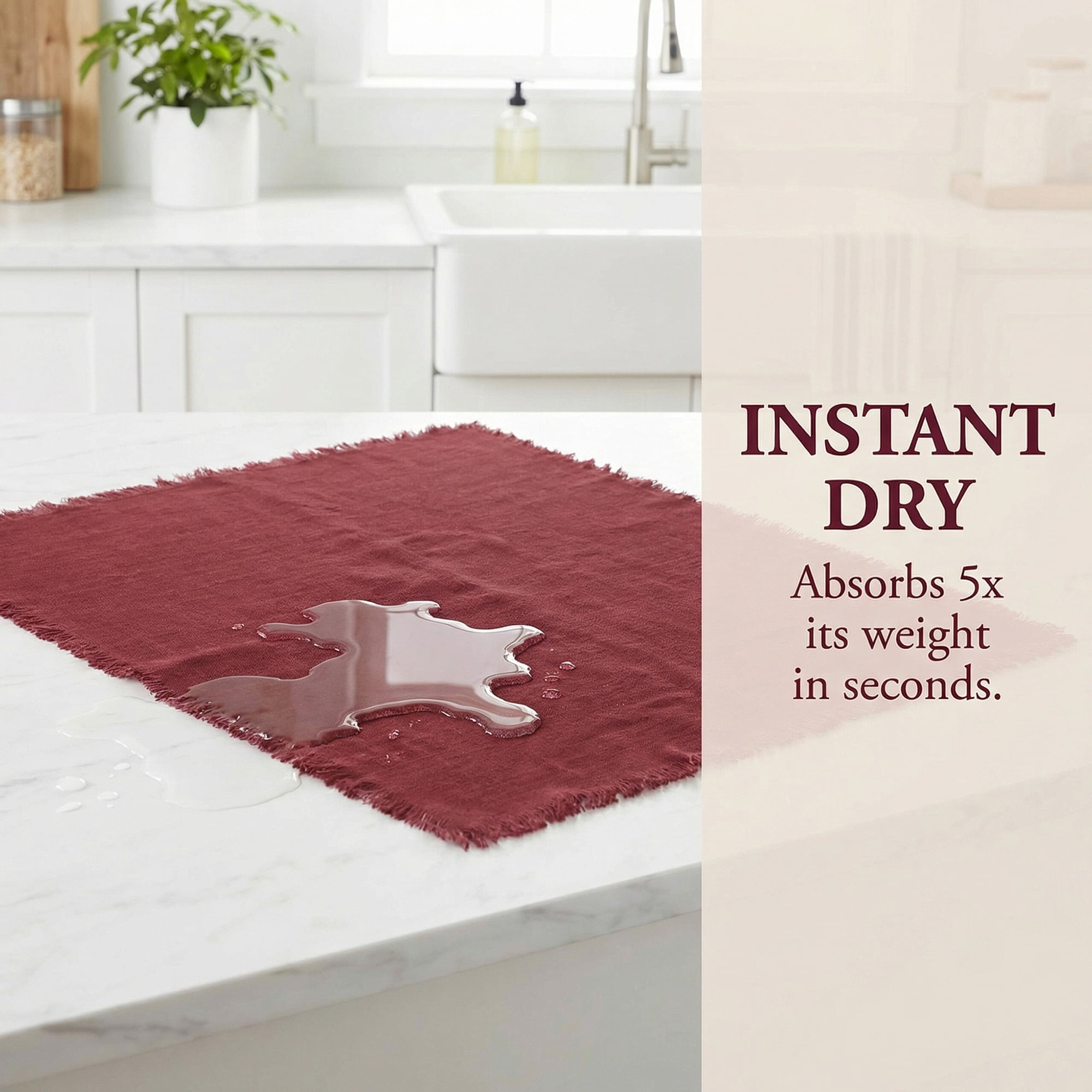 Unique Bargains Cotton Linen Kitchen Towels Claret 4 Pack Claret/Apricot 18" x 18"