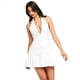 thumbnail image 3 of Vestido Corto Ajustado Sin Mangas con Cuello Halter, Solapa y Espalda Descubierta para Mujer, Plisado, con Botones Al Frente y Corte en A. S, 3 of 8