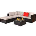 thumbnail image 5 of Patiojoy 6PCS Patio Rattan Furniture Set Outdoor Sectional Sofa Set w/Coffee Table & Ottoman Brown, 5 of 6