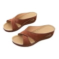 thumbnail image 7 of DIVVce Crisscross Cutout Wedge Slide Sandals For Women Open Toe Slip On Comfort Stitched Casual Footwear, 7 of 7