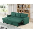 thumbnail image 2 of Hommoo 2 in 1 Pull Out Couch Bed Upholstered Sectional Sofa with Storage & Chaise, Convertible L Shaped Sleeper Sofa for Home,Green, 2 of 5
