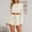 White, variant on BaoFuBaoMei Ribbed Pajamas for Women Cropped Crew Neck Long Sleeve Top and Shorts Sleepwear Solid Soft Breathable Lounge Set