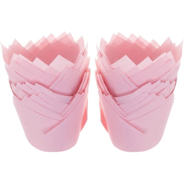 100 Pcs Cupcake Mini Muffins Mini Cups Baking Sheet Liner Cupcake Wrapper Baking Supplies Cupcake Baking Cups Lining Wrapping Goblet of Wedding Parchment Pink