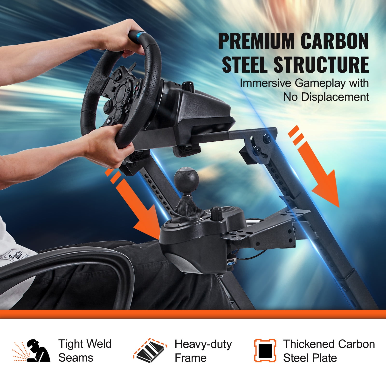 VEVOR Racing Steering Wheel Stand Height Adjustable Portable Fit for Mainstream Brands