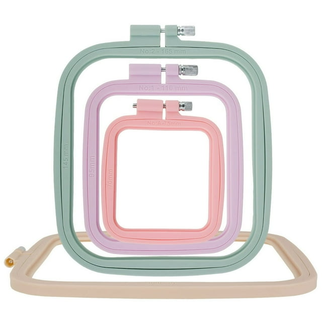4/5Pcs Square Embroidery Hoops Plastic Cross Stitch Hoops with Different Sizes and Colors Reusable Embroidery Hoops Frames Sewing Tool for Sewing Needlework Embroidery Projects