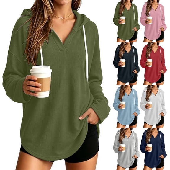 NominalSnug Hoodies for Women Long Sleeve Shirts Pullover Oversized Sweatshirts Loose Fit Fashion Tops