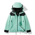 thumbnail image 3 of FRSASU Men's Winter Color Block Workwear Jacket Warm Jackets Removable Hood Outdoor Windbreaker, Hooded Mountaineering Jacket Mint Green, 3 of 3