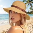 thumbnail image 7 of HONHUZH Summer Hats Womens Wide Brim Sun Hat With Leather Belt Foldable Beach Travel Hat, 7 of 7