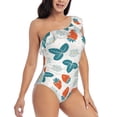 thumbnail image 5 of Balery Floral Strawberr One Shoulder Swimsuits for Women Ruffle Swimsuits Tummy Control One Shoulder Bathing Suits-Small, 5 of 8