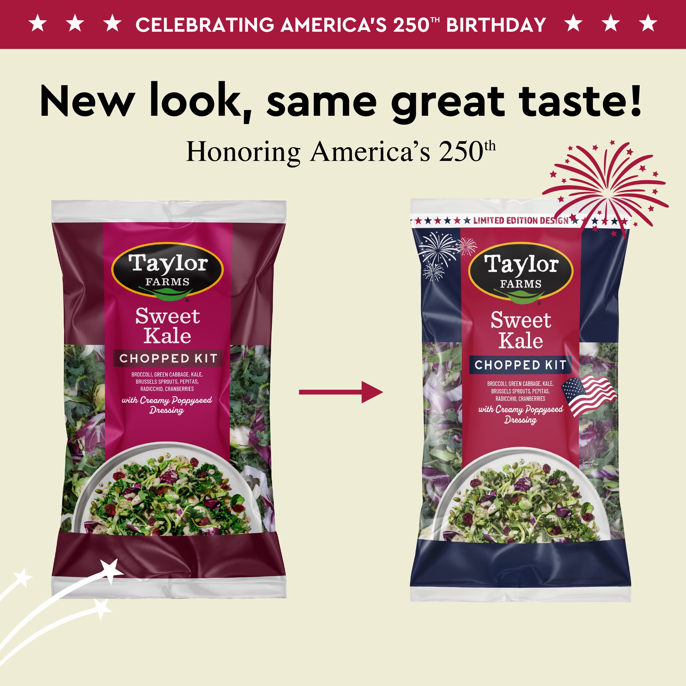 Taylor Farms Sweet Kale Chopped Salad Kit, 12 oz Bag, Fresh