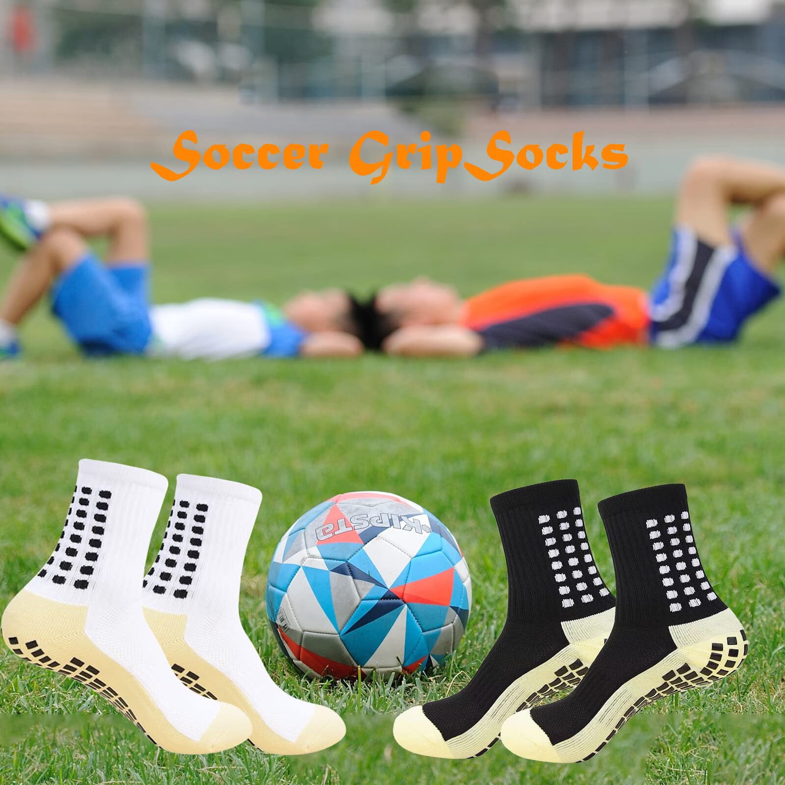 WILLED Men s Anti Slip Soccer Socks Grip Pads for Sports 4 Pair Walmart