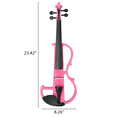thumbnail image 6 of Tcbosik 4/4 Silent Electric Violin with Headphone and Connecting Line, Full Size String Instrument with Case, Bow and Rosin for Beginner, Pink, 6 of 11