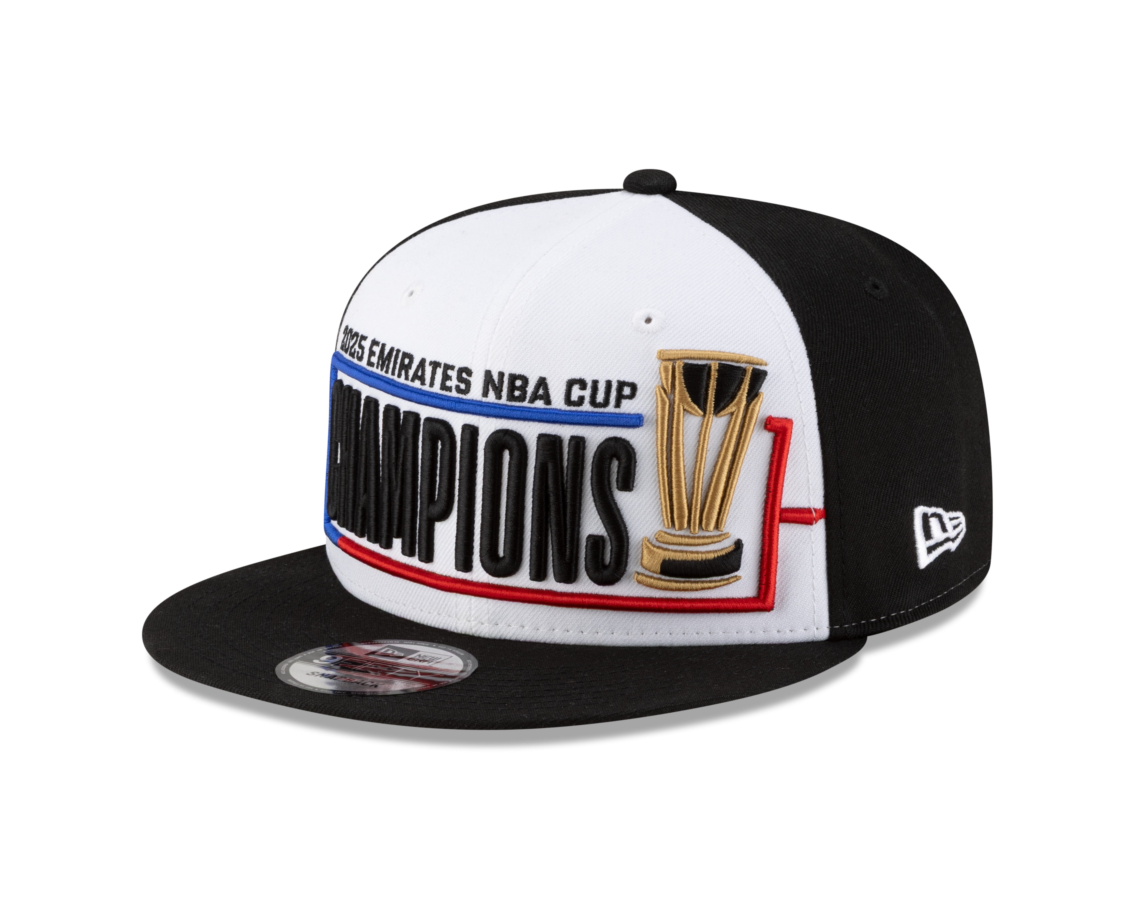 Men's New Era White/Black New York Knicks 2025 NBA Cup Champions Locker Room 9FIFTY Snapback Hat