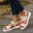 thumbnail image 4 of Sandals for Women 2025, Xunlbb Women's Fashion Casual Summer New Solid Color Outdoor Wear Beach Wedge Heel Flat Sandals(Beige,Size:36), 4 of 9