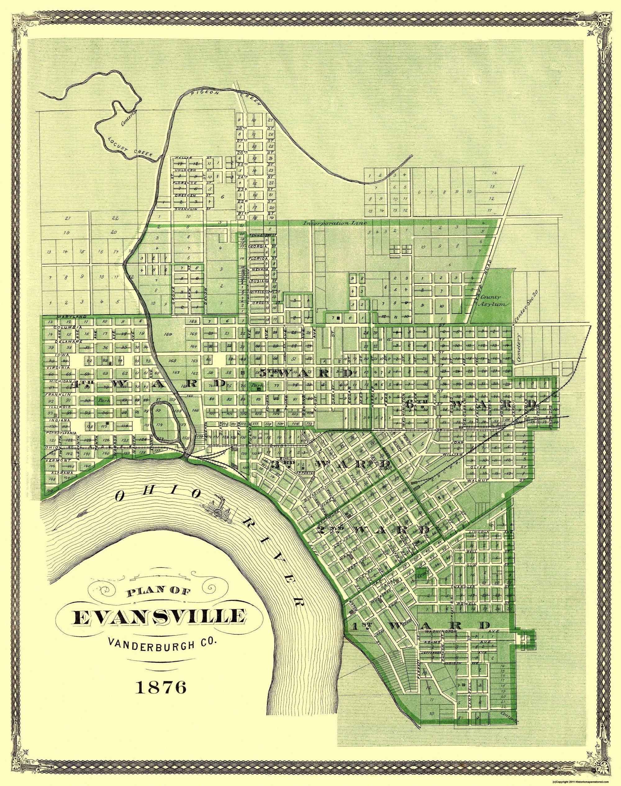 Map Of Evansville Indiana City Limits evansville-indiana-street-map-1822000