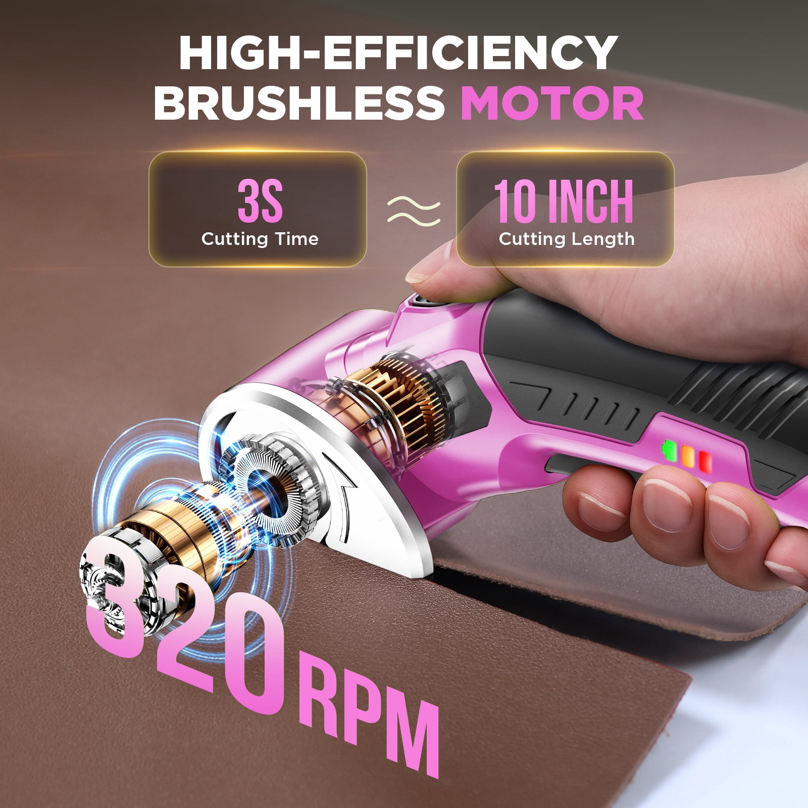 4V Cordless Electric Scissors, Rechargeable Cardboard Cutter with 2 Safety Blades & Storage Bag, Rotary Box Cutter for Fabric Leather Carpet Plastic
