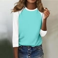 thumbnail image 7 of GERsome Women's Crew Neck Tunic Shirts Dressy Casual Color Block Tops 3/4 Long Sleeve Floral Blouses Relaxed Fit, 7 of 7