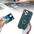 thumbnail image 5 of Funda de piel estilo vintage para iPhone 11 Pro con ranura para tarjetas, anillo giratorio de 360 grados, protección para la cámara, protección en las 4 esquinas, funda de teléfono muy resistente., 5 of 5