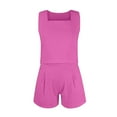 thumbnail image 4 of Mohiass Womens 2 Piece Outfits Linen Matching Sets Sleeveless Crop Tank Tops and High Waist Lounge Shorts with Pockets Hot Pink S, 4 of 8
