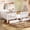 White, variant on URTR Queen Size Low Floor Bed with Safety Staircase, Built-in Storage Drawers and Bookshelves, High-Quality Safety Rails for Secure Sleep and Play, Light Natural