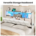 thumbnail image 4 of AOGLLATI Queen Size 4 Drawers Upholstered Bookcase Storage Bed with Charging Station and RGB LED Lights, White Queen Platform Bed Frame,No Box Spring Needed, 4 of 7