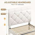 thumbnail image 6 of Twin Bed Frame with Upholstered Faux Leather Headboard, UHOMEPRO Platform Bed Frame with Wood Slat Support, No Box Spring Needed, Beige, 6 of 10