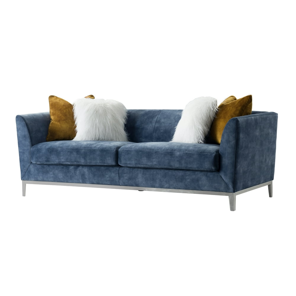 Acanva Luxury MidCentury Modern Velvet Living Room Sofa Couch, Navy