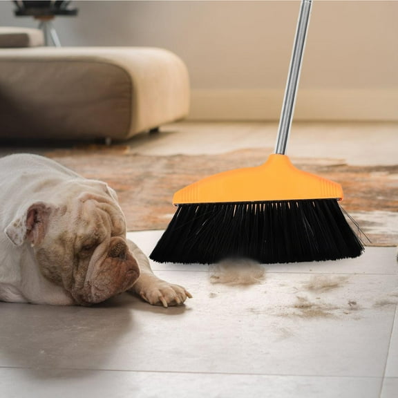 FRCOLOR Stainless Steel Floor Broom with Plastic Angle Long Handle Broom Commercial Broom for Indoor Outdoor Cleaning Shop Restaurant Garage Patio