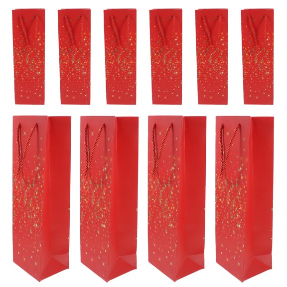 Nicehomfit 10Pcs Paper Wine Bottle Bags Red Wine Handbags Durable Single Bottle Carry Bags