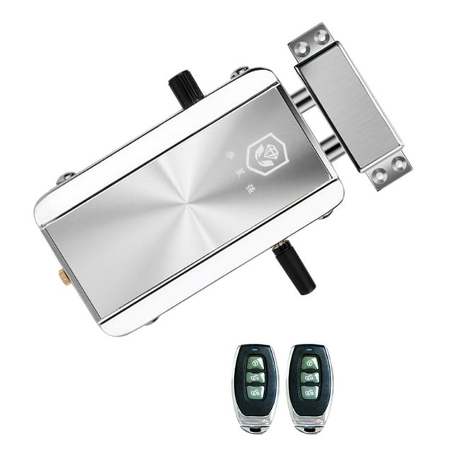 Graflsoa Smart Keyless Entry Door Lock with Remote Control, Stainless Steel, Silver, Model HXQ908D-2Key, Includes 2 Remotes & Batteries