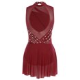 thumbnail image 5 of iiniim Lyrical Dance for Women Rhinestone Figure Skating Dresses Sleeveless Ballet Dancewear Burgundy L, 5 of 7