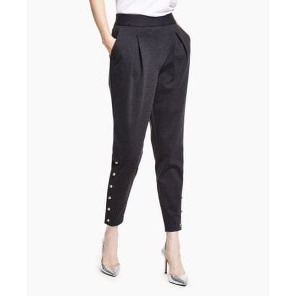MSRP $80 Inc International Concepts Snap Detail Ponte Pants Gray Size Large