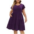 thumbnail image 2 of Jalioing Womens Plus Size Short Dress Summer Short Sleeve Sundress Ruffle Mini Dresses, 2 of 7